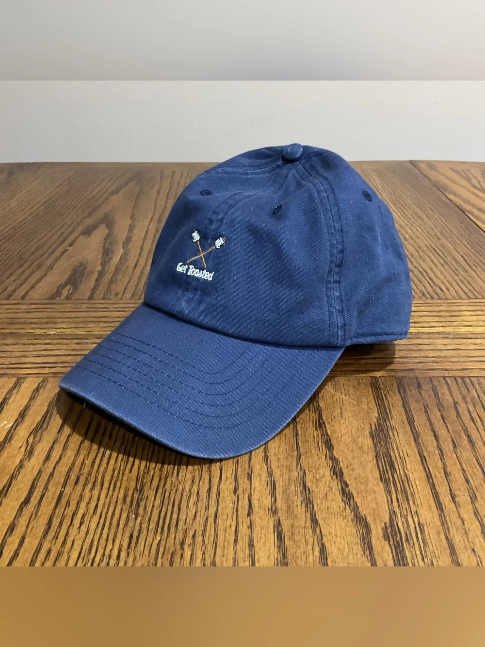 Navy Embroidered 'Get Toasted' Cotton Baseball Cap